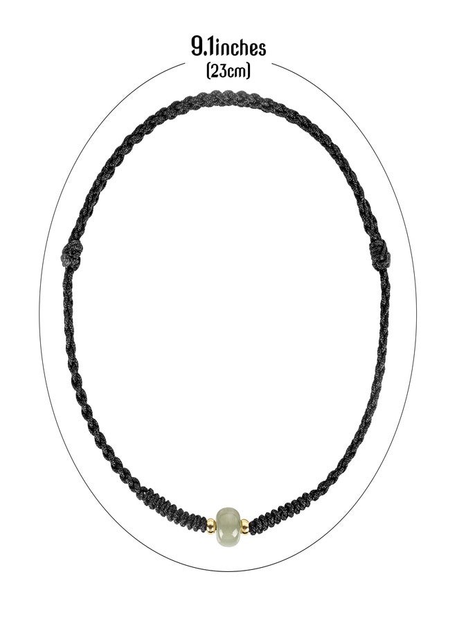 Chiorgone Hetian Jade Ankle Bracelet - Lucky Chinese Zodiac Protection Bracelet with Black Braided Cord, Hotan Jade Spacer Beads (Feng Shui Gift for Women, Minimalist Style) - Image 4